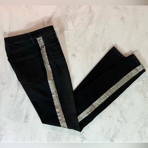 Athleta Black High Rise Jeans with Silver Stripe